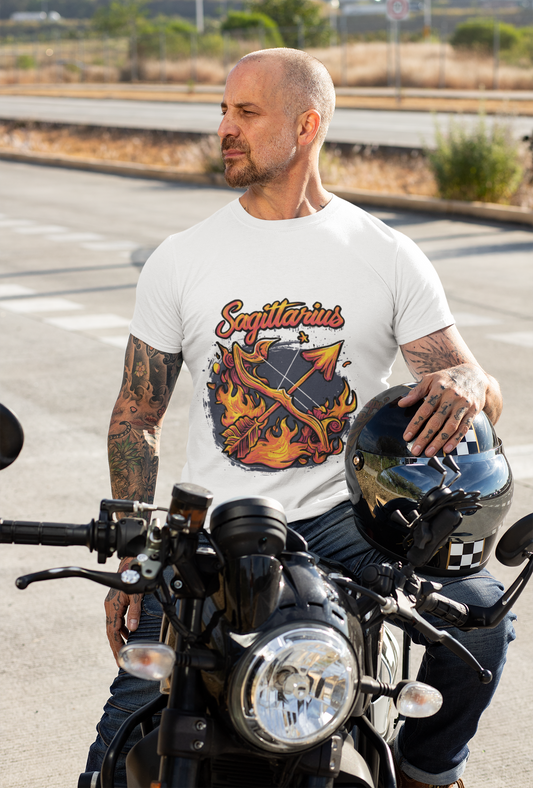 Sagittarius Fire T-Shirt - Unisex Softstyle Zodiac Tee Printify T-Shirt Rhythm & Drip Apparel
