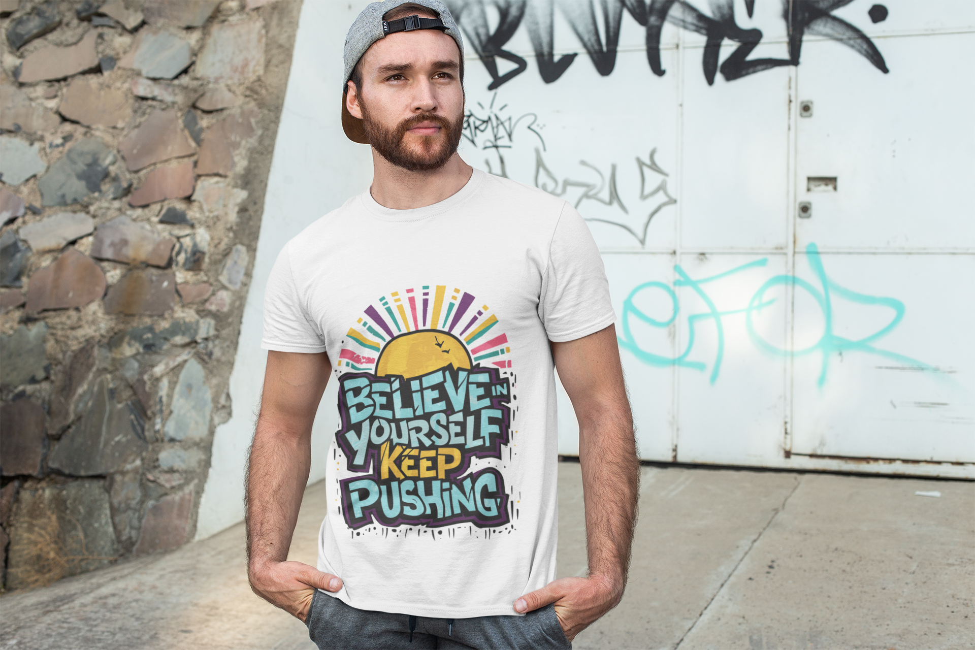 Believe in Yourself, Keep Pushing T-Shirt Printify T-Shirt Rhythm & Drip Apparel
