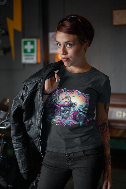 Woman & Man Skeleton Biker T-Shirt Printify T-Shirt Rhythm & Drip Apparel