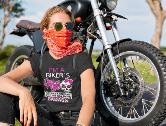 Badass Biker's Wife T-Shirt Printify T-Shirt Rhythm & Drip Apparel