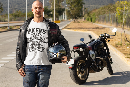 Bikers Don't Grey They Chrome Printify T-Shirt Rhythm & Drip Apparel