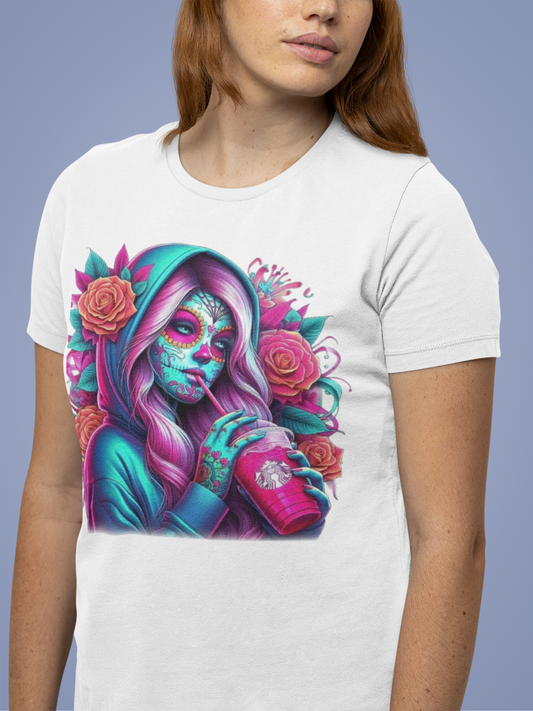 Vibrant Sugar Skull T-Shirt Printify T-Shirt Rhythm & Drip Apparel