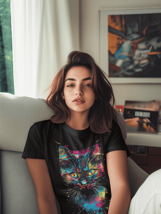 Colorful Cat Graphic T-Shirt Printify T-Shirt Rhythm & Drip Apparel