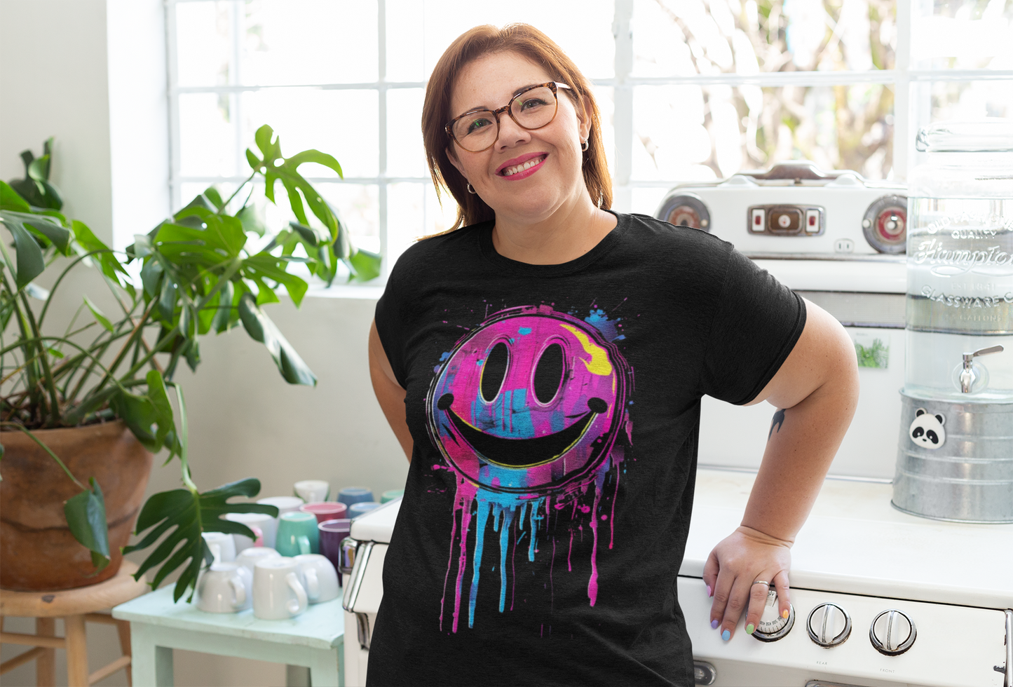 Vibrant Smiley Face Unisex T-Shirt Printify T-Shirt Rhythm & Drip Apparel