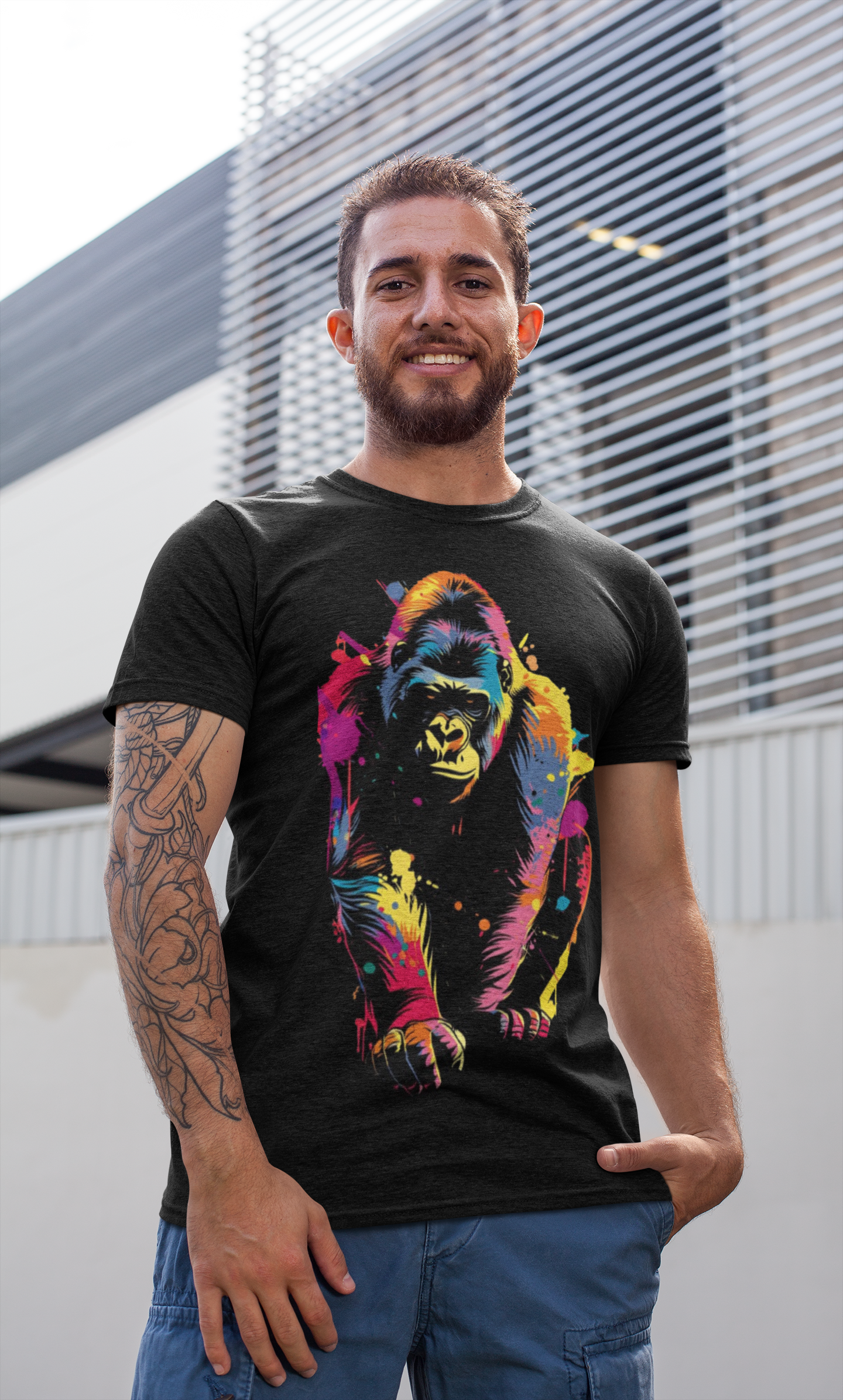 Vibrant Gorilla Art Tee Printify T-Shirt Rhythm & Drip Apparel