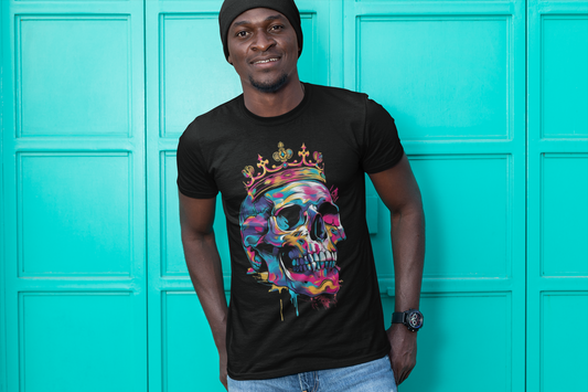 Vibrant Skull Crown T-Shirt Printify T-Shirt Rhythm & Drip Apparel