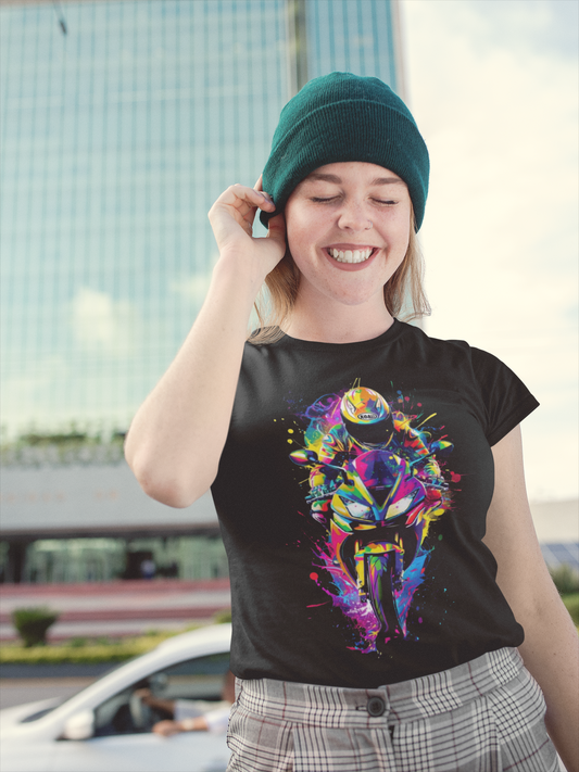 Vibrant Motorcycle Art T-Shirt Printify T-Shirt Rhythm & Drip Apparel