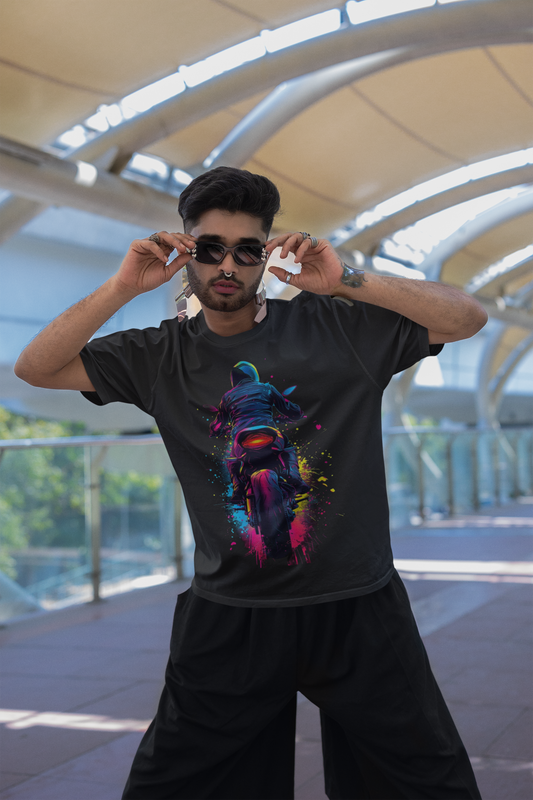 Vibrant Motorcycle Adventure T-Shirt Printify T-Shirt Rhythm & Drip Apparel