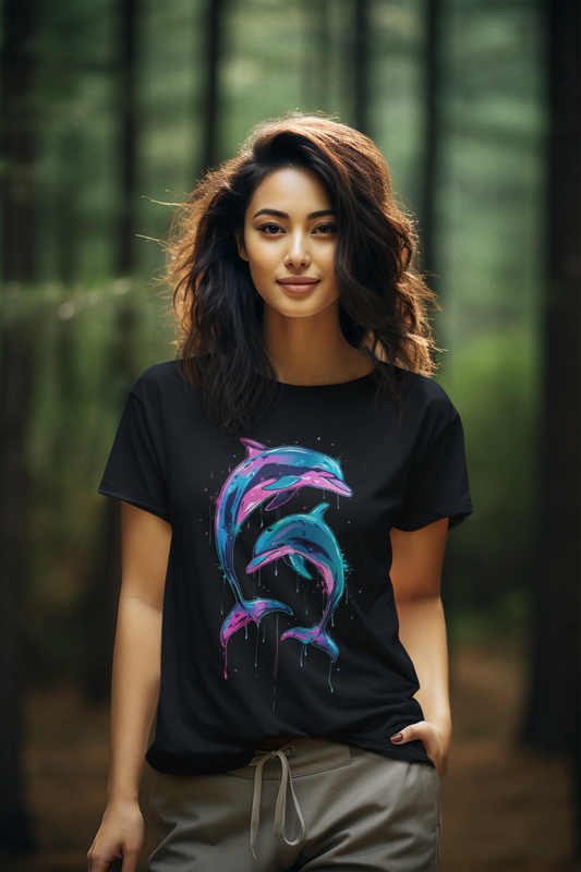Vibrant Dolphin Graphic T-Shirt Printify T-Shirt Rhythm & Drip Apparel