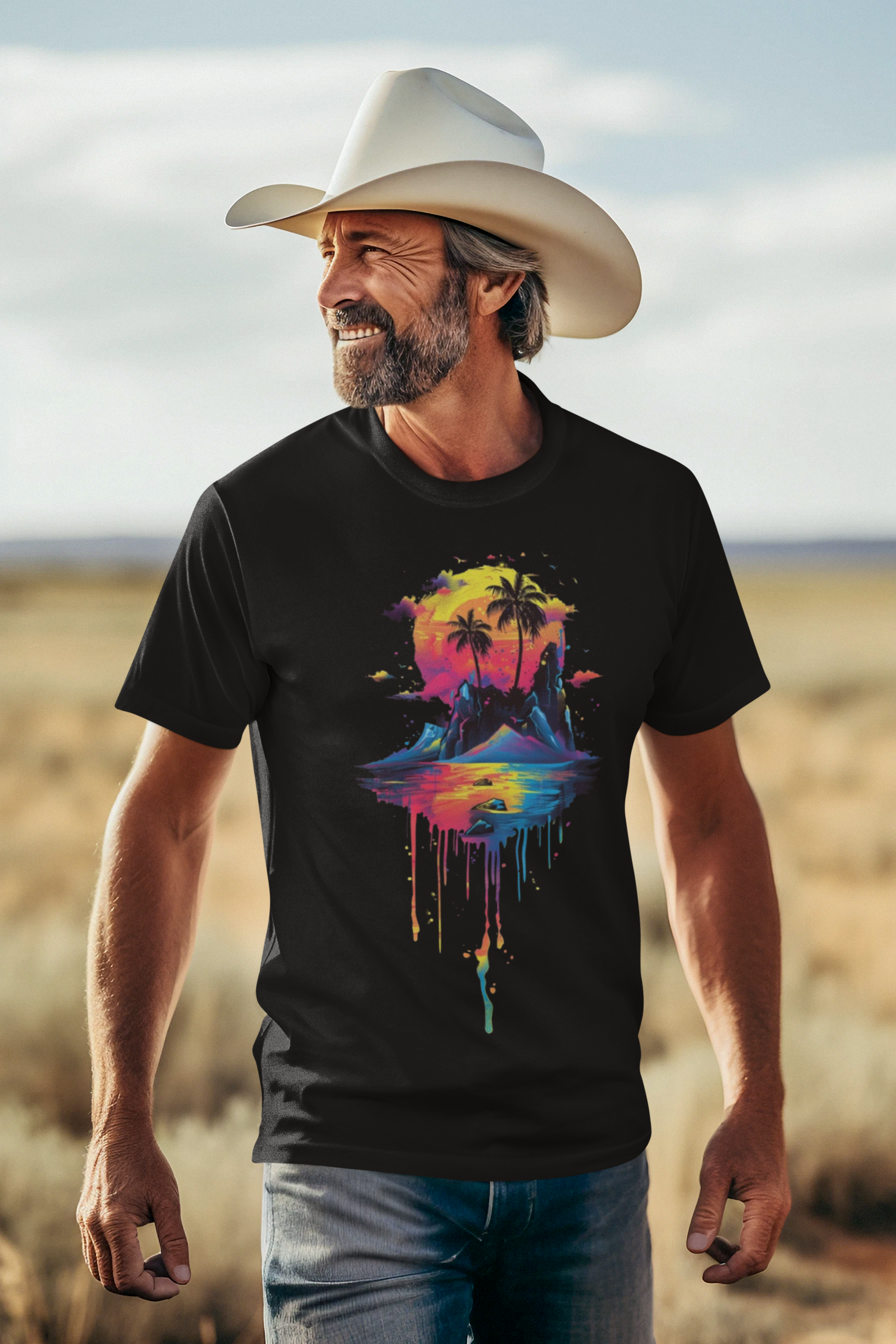 Vibrant Tropical Sunset T-Shirt Printify T-Shirt Rhythm & Drip Apparel