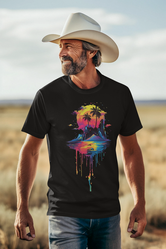 Vibrant Tropical Sunset T-Shirt Printify T-Shirt Rhythm & Drip Apparel