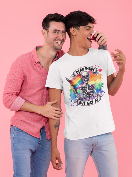 Dead Inside But Gay AF Tee Printify T-Shirt Rhythm & Drip Apparel
