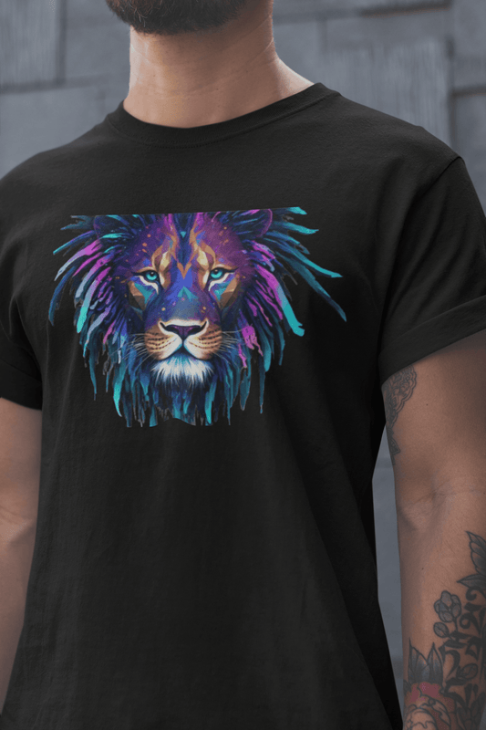 Vibrant Lion Art T-Shirt Printify T-Shirt Rhythm & Drip Apparel