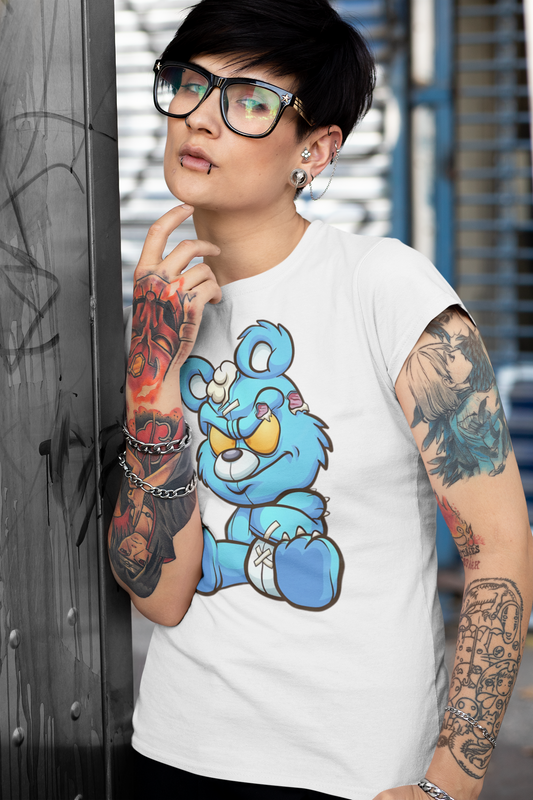 Blue Cartoon Bear T-Shirt Printify T-Shirt Rhythm & Drip Apparel