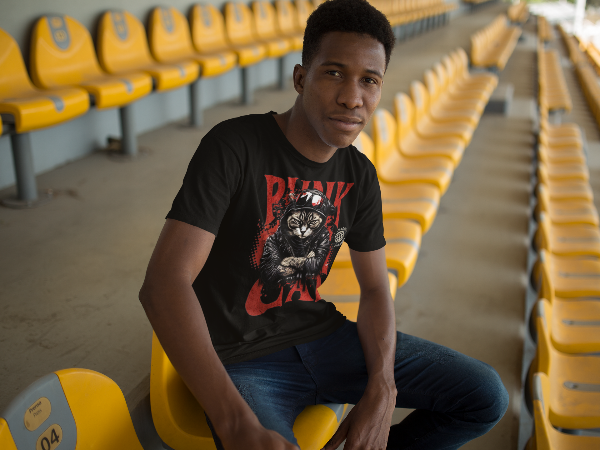 Punk Cat T-Shirt Printify T-Shirt Rhythm & Drip Apparel