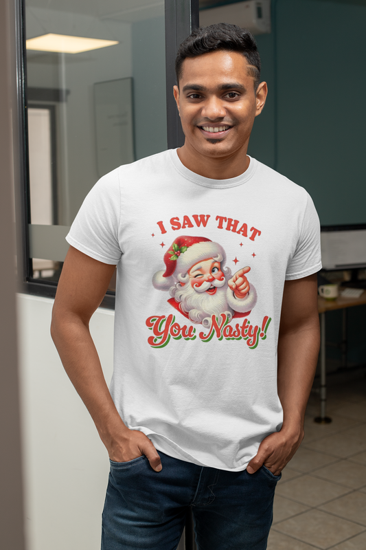 Funny Santa Claus T-Shirt, Christmas Humor Tee, Unisex Holiday Shirt, Festive Gift, Casual Christmas Outfit Printify T-Shirt Rhythm & Drip Apparel