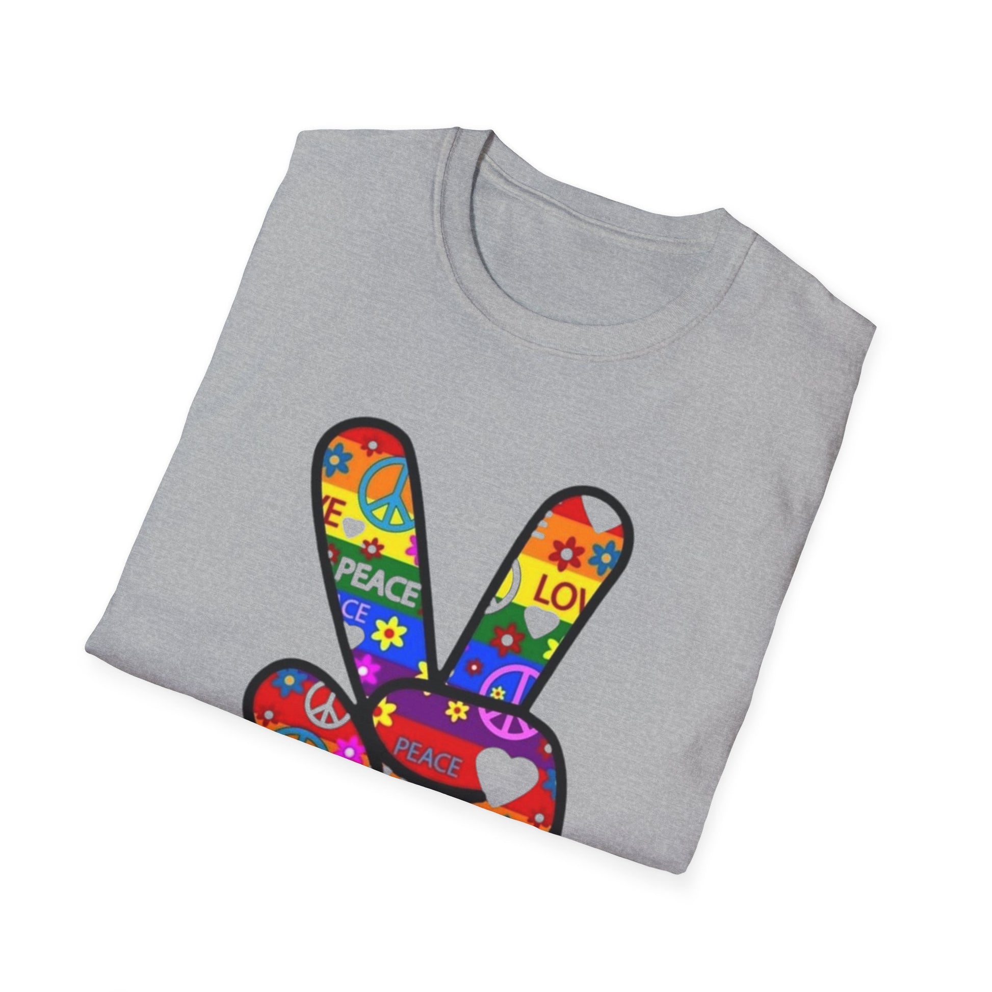 Colorful Peace and Love T-Shirt Printify T-Shirt Rhythm & Drip Apparel