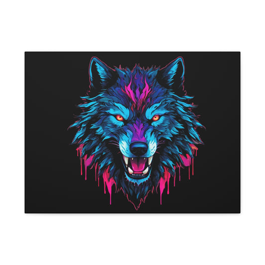 Wolf- Vibrant Wolf Canvas Art, Colorful Wolf Wall Decor, Animal Lover Gift, Bold Home Decoration, Unique Art Print 24″ x 18″ (Horizontal) 1.25" Printify Canvas Rhythm & Drip Apparel