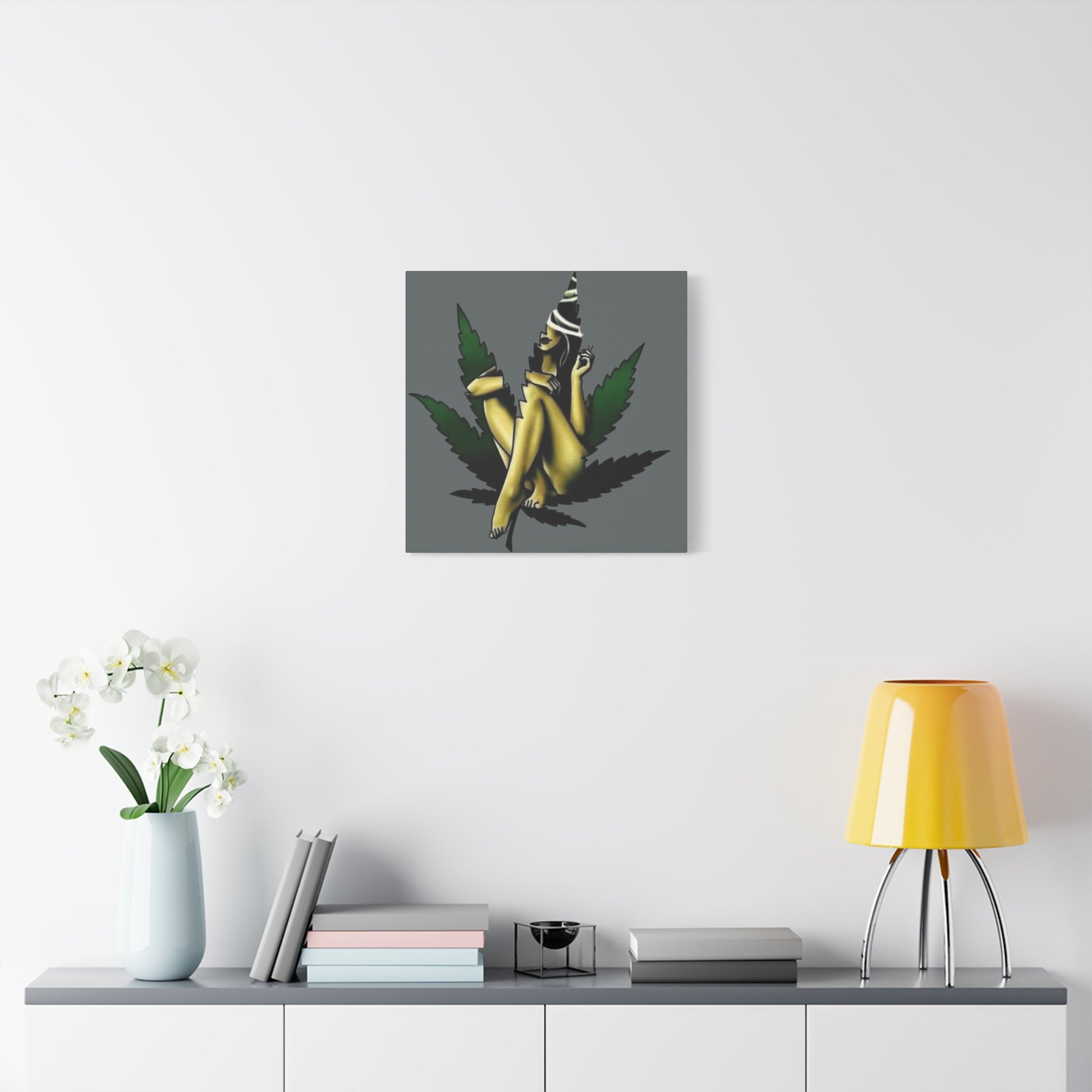 420- Artistic Cannabis Wall Canvas, Stretched Wall Art, Home Decor, Unique Gift, Bohemian Vibe, Chill Atmosphere Rhythm & Drip Canvas Rhythm & Drip Apparel