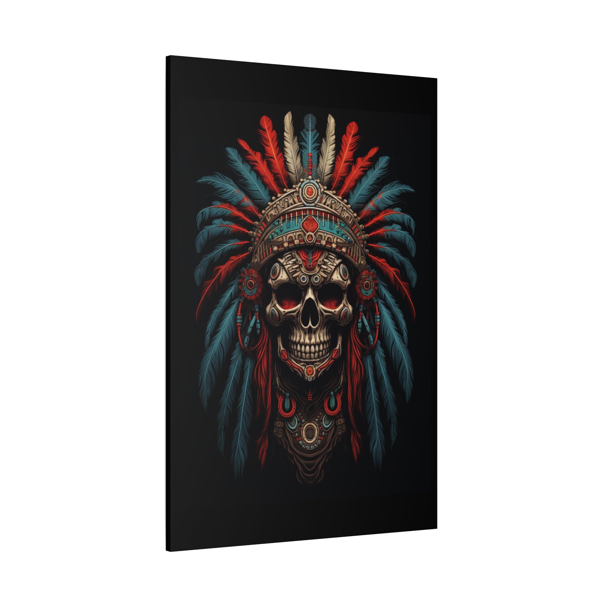 Skull- Bohemian Skull Warrior Canvas Art Print, Stretched Artwork for Home Decor, Tribal Wall Art, Unique Gift, Boho Aesthetic Rhythm & Drip Canvas Rhythm & Drip Apparel