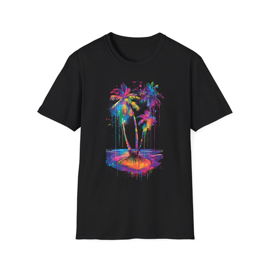 Vibrant Palm Tree T-Shirt Black Printify T-Shirt Rhythm & Drip Apparel