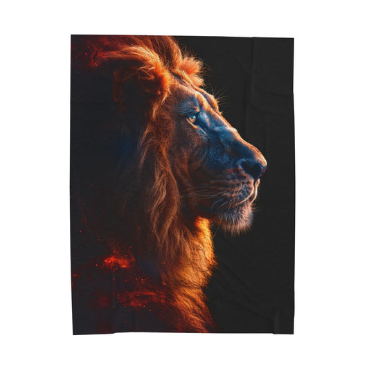 Lion- Majestic Lion Velveteen Plush Blanket, Cozy Throw for Animal Lovers, Perfect for Home Decor, Gift for Birthdays, Relaxation, Movie Nights 60" × 80" Printify All Over Prints Rhythm & Drip Apparel