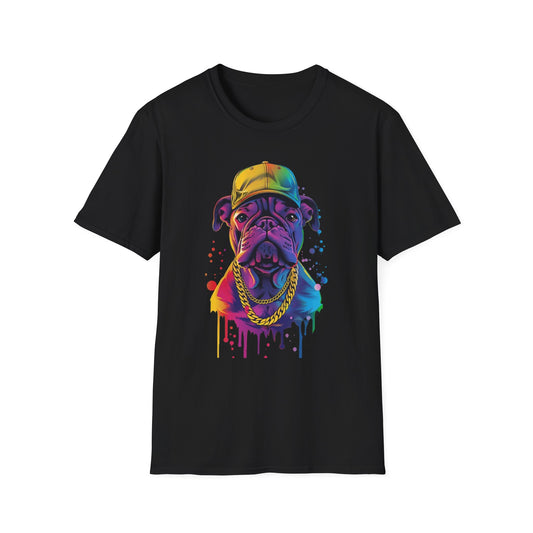 Colorful Dog Graphic T-Shirt Black Printify T-Shirt Rhythm & Drip Apparel