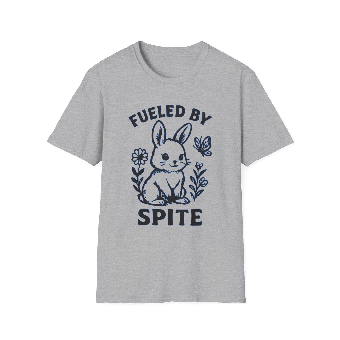 Funny Fueled By Spite Bunny T-Shirt| Cute Graphic Tee, Unisex Shirt, Gift for Animal Lovers, Casual Wear, Funny Apparel Sport Grey Printify T-Shirt Rhythm & Drip Apparel