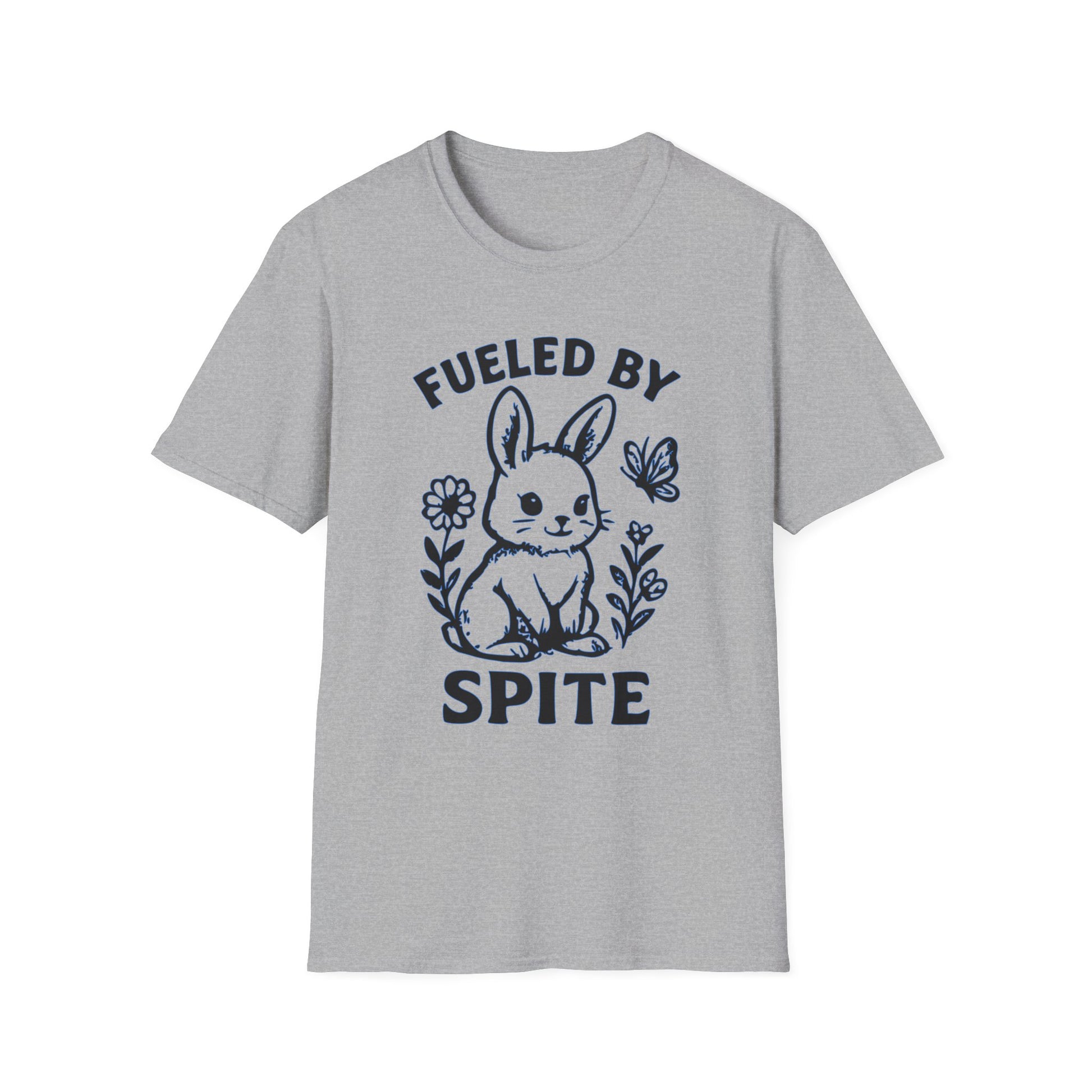 Funny Fueled By Spite Bunny T-Shirt| Cute Graphic Tee, Unisex Shirt, Gift for Animal Lovers, Casual Wear, Funny Apparel Sport Grey Printify T-Shirt Rhythm & Drip Apparel