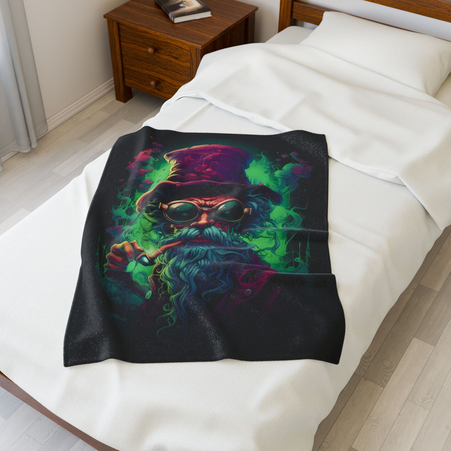 Wizard- Whimsical Wizard Plush Blanket - Cozy Home Decor, Gift for Sci-Fi Fans, Magical Themed Room, Art Lovers' Throw, Perfect for all Occasions Rhythm & Drip All Over Prints Rhythm & Drip Apparel