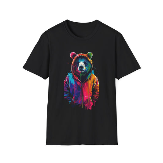 Colorful Bear Graphic T-Shirt Black Printify T-Shirt Rhythm & Drip Apparel