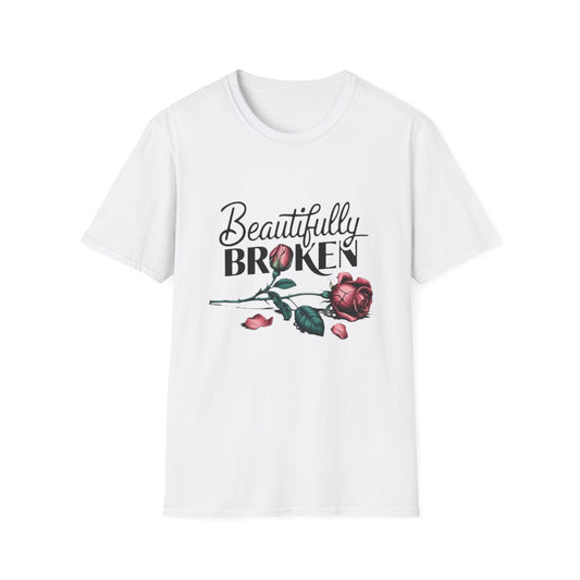 Beautifully Broken T-Shirt White Printify T-Shirt Rhythm & Drip Apparel