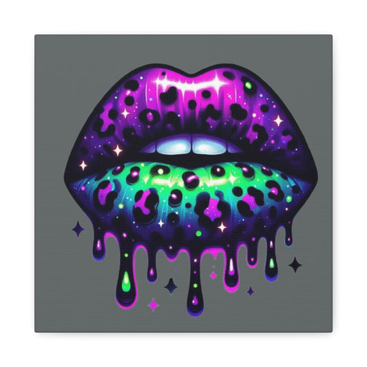 Lips- Bold Dripping Lips Canvas Art, Colorful Wall Décor, Trendy Home Decor, Unique Gift for Art Lovers, Perfect for Glam Spaces 12″ x 12″ 1.25" Printify Canvas Rhythm & Drip Apparel