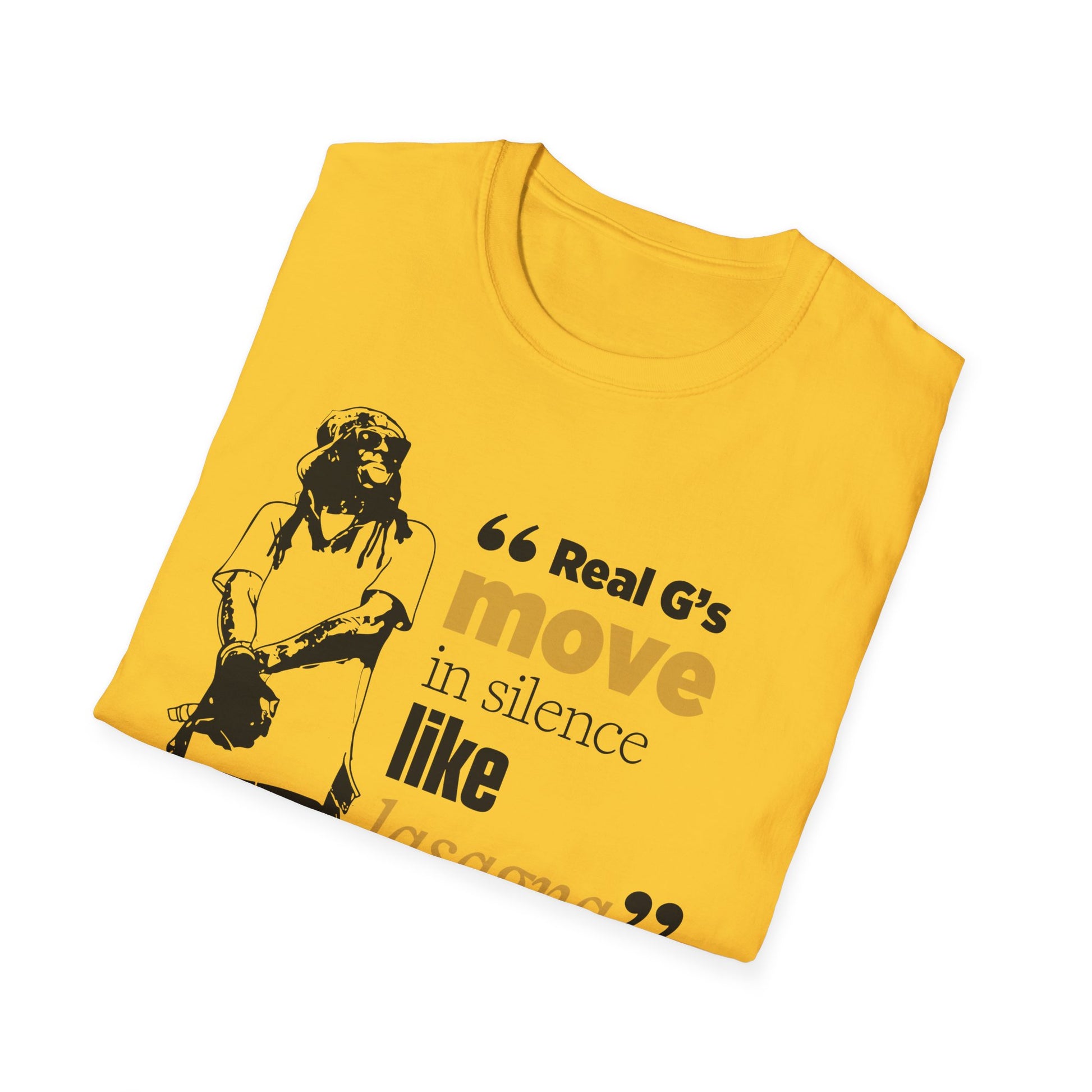 LilnWaynee Unisex Softstyle T-Shirt - 'Real G's Move in Silence Like Lasagna' Quote Tee - Rhythm & Drip