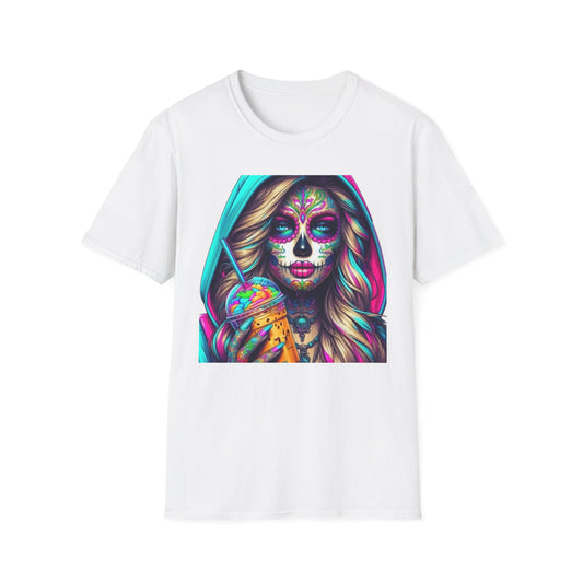 Vibrant Sugar Skull T-Shirt White Printify T-Shirt Rhythm & Drip Apparel