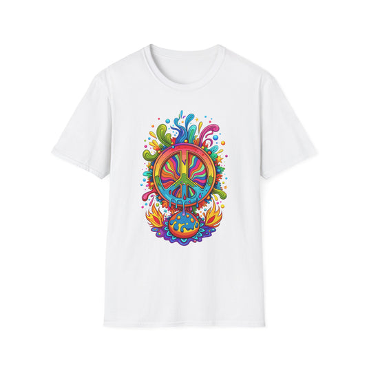 Vibrant Peace Sign T-Shirt White Printify T-Shirt Rhythm & Drip Apparel