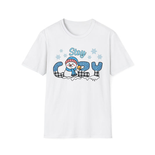 Winter- Cozy Snowman T-Shirt White Printify T-Shirt Rhythm & Drip Apparel