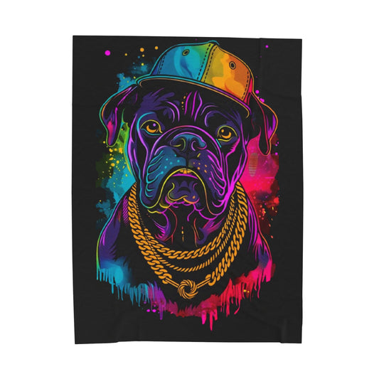 Dog- Vibrant Dog Art Plush Blanket, Pet Lover Gift, Cozy Home Decor, Dog Themed Blanket, Colorful Dog Blanket, Birthday Gift 60" × 80" Printify All Over Prints Rhythm & Drip Apparel
