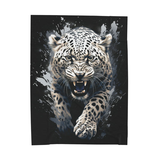 Leopard- Fierce Leopard Velveteen Plush Blanket | Cozy Throw for Animal Lovers | Perfect Gift for Birthdays, Home Decor, Wildlife Enthusiasts, [...] 60" × 80" Printify All Over Prints Rhythm & Drip Apparel