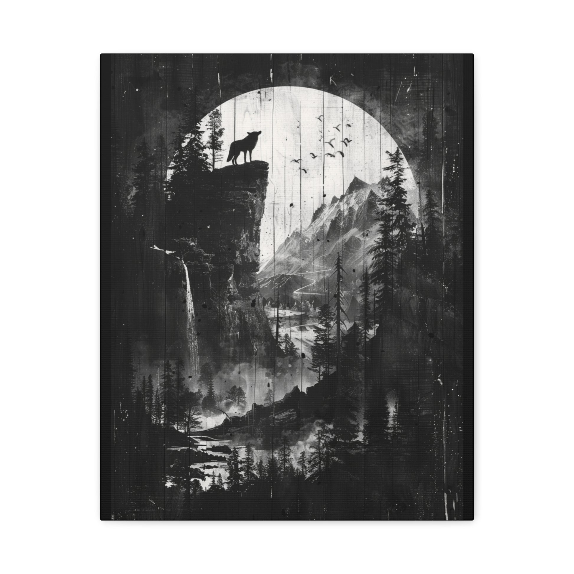 Wolf- Artistic Wolf Wall Art, Canvas Print, Nature Decor, Home Aesthetic, Unique Gift, Wall Decor, Modern Art 16" x 20" (Vertical) 1.25" Rhythm & Drip Canvas Rhythm & Drip Apparel
