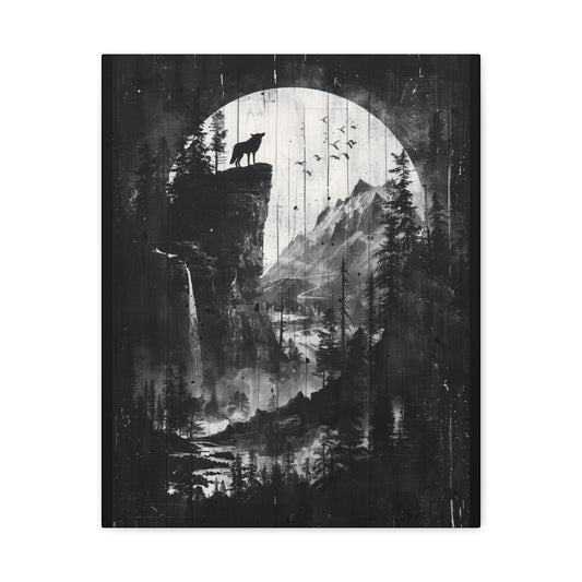 Wolf- Artistic Wolf Wall Art, Canvas Print, Nature Decor, Home Aesthetic, Unique Gift, Wall Decor, Modern Art 16" x 20" (Vertical) 1.25" Rhythm & Drip Canvas Rhythm & Drip Apparel
