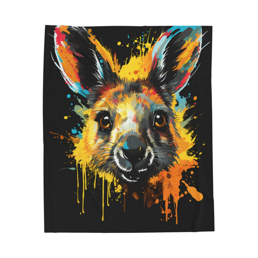 Kangaroo- Colorful Kangaroo Velveteen Plush Blanket | Cozy Gifts, Home Decor, Animal Lovers, Easter Decor, Unique Wall Art 50" × 60" Printify All Over Prints Rhythm & Drip Apparel