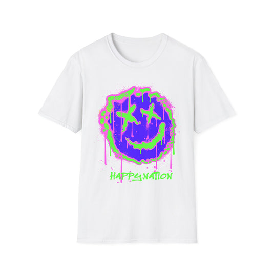 Colorful Graffiti Smiley T-Shirt White Printify T-Shirt Rhythm & Drip Apparel
