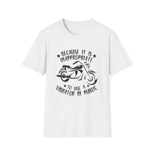 Because Using A Vibrator In Public Is Inappropriate T-Shirt White Printify T-Shirt Rhythm & Drip Apparel