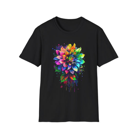 Vibrant Floral Art T-Shirt Black Printify T-Shirt Rhythm & Drip Apparel