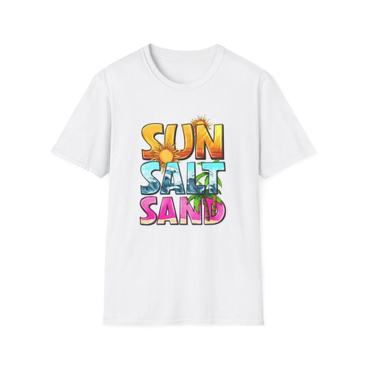 Summer- Sun, Salt, Sand T-Shirt White Printify T-Shirt Rhythm & Drip Apparel