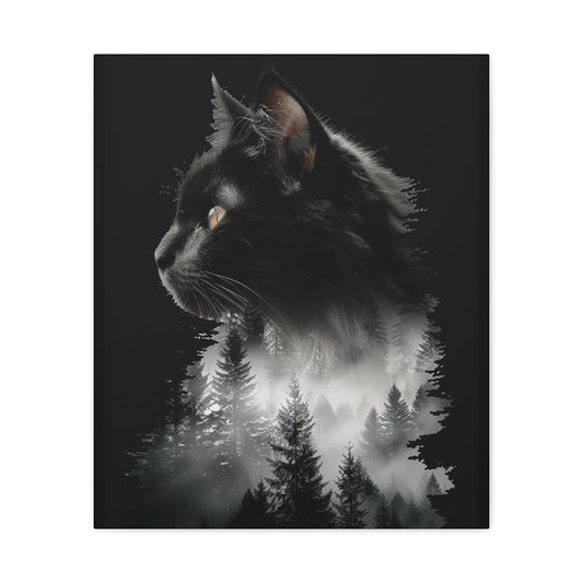 Cat- Mystical Cat Forest Canvas Print, Home Decor Art, Cat Lover Gift, Unique Wall Art, Pet Memorial 20" x 24" (Vertical) 1.25" Rhythm & Drip Canvas Rhythm & Drip Apparel