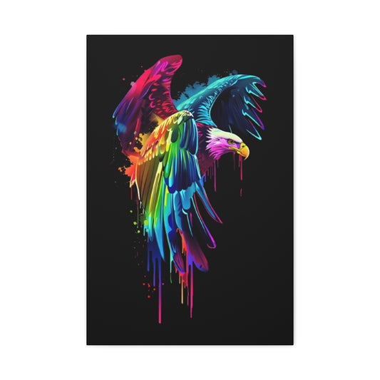 Eagle- Vibrant Eagle Canvas Art, Colorful Wall Decor, Animal Lover Gift, Rainbow Decor, Home Sweet Home, Colorful Eagle Painting 20″ x 30″ (Vertical) 1.25" Printify Canvas Rhythm & Drip Apparel