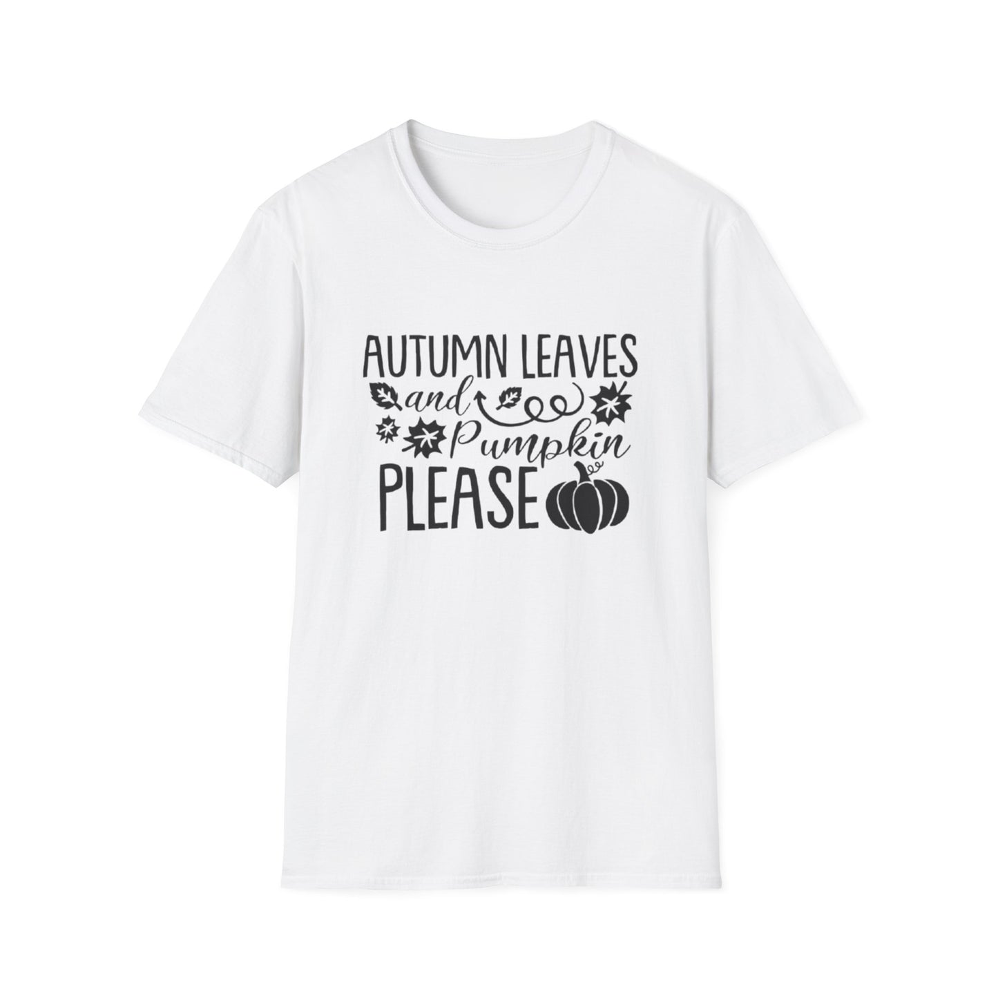 Fall- Autumn Leaves and Pumpkin T-Shirt White Printify T-Shirt Rhythm & Drip Apparel