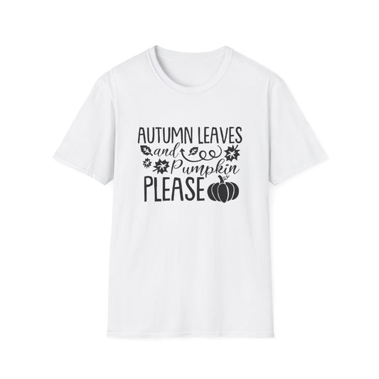 Fall- Autumn Leaves and Pumpkin T-Shirt White Printify T-Shirt Rhythm & Drip Apparel